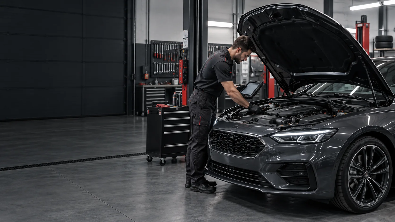 Motor arıza tespiti yapan servis teknisyeni
